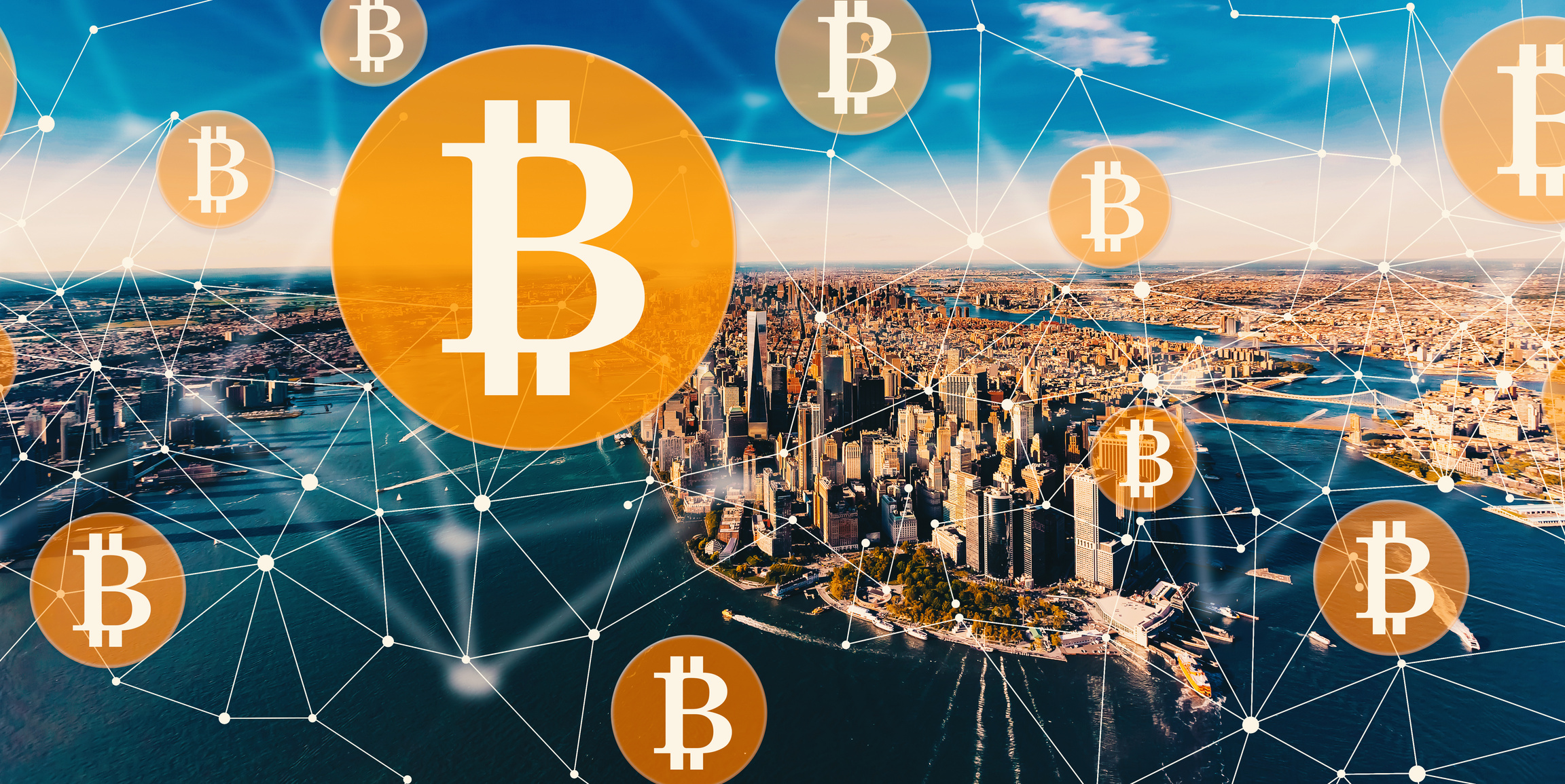 Bitcoin with the Manhattan, NY